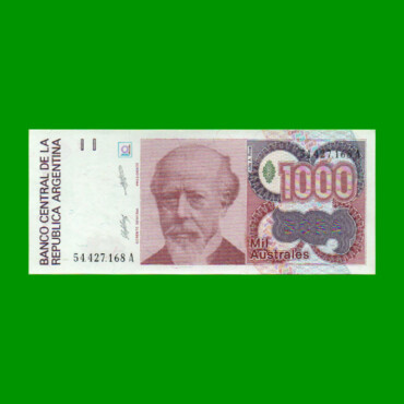 BILLETE DE AUSTRALES, 1.000 AUSTRALES, BOT 2854a, AÑO 1989, ESTADO SIN CIRCULAR.-