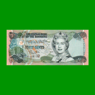 BILLETE DE BAHAMAS 1/2 DOLAR, PICK 68, AÑO 2001, ESTADO SIN CIRCULAR.-