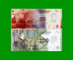 BILLETE PESOS TERCER DISEÑO $20,00 Y $100,00, FASCIMIL ,BAJA CALIDAD, ESTADO SIN CIRCULAR.- - Imagen 2