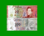BILLETE PESOS TERCER DISEÑO $20,00 Y $100,00, FASCIMIL ,BAJA CALIDAD, ESTADO SIN CIRCULAR.-