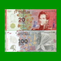 BILLETE DE $20 Y $100, SERIE TENEMOS PATRIA, FASCIMIL,BAJA CALIDAD, ESTADO SIN CIRCULAR.-