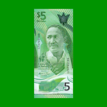 BILLETE DE BARBADOS 5 DOLARES, PICK 81, AÑO 2022, ESTADO SIN CIRCULAR.-