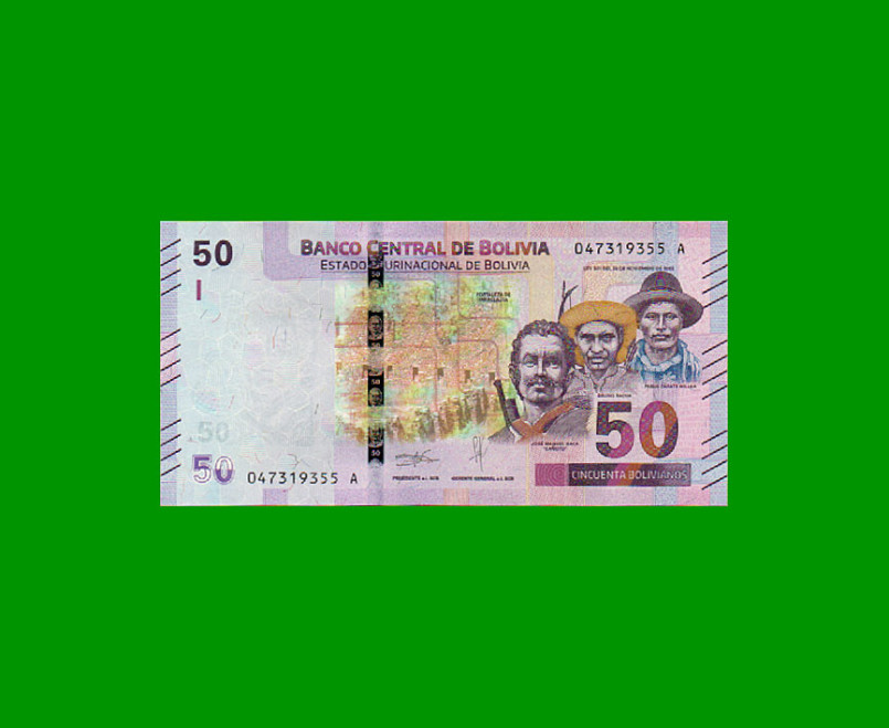 BILLETE DE BOLIVIA 50 BOLIVIANOS, PICK NEW, AÑO 1986 (2018), ESTADO SIN CIRCULAR.-