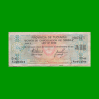 BONO DE TUCUMAN 10,00 AUSTRALES, EC 108, AÑO 1986, ESTADO BUENO.-