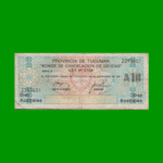 BONO DE TUCUMAN 10,00 AUSTRALES, EC 110, AÑO 1987, ESTADO BUENO.-
