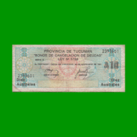 BONO DE TUCUMAN 10,00 AUSTRALES, EC 110, AÑO 1987, ESTADO BUENO.-