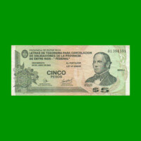 BONO DE ENTRE RIOS $ 5,00, EC 332, AÑO 01/10/2001, ESTADO MUY BUENO - .