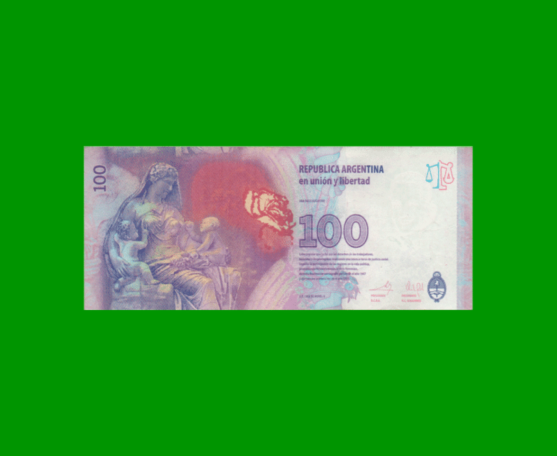 PESOS 3er DISEÑO $100,00, BOT 4310, AÑO 2014, ESTADO MUY BUENO+ .- - Imagen 2