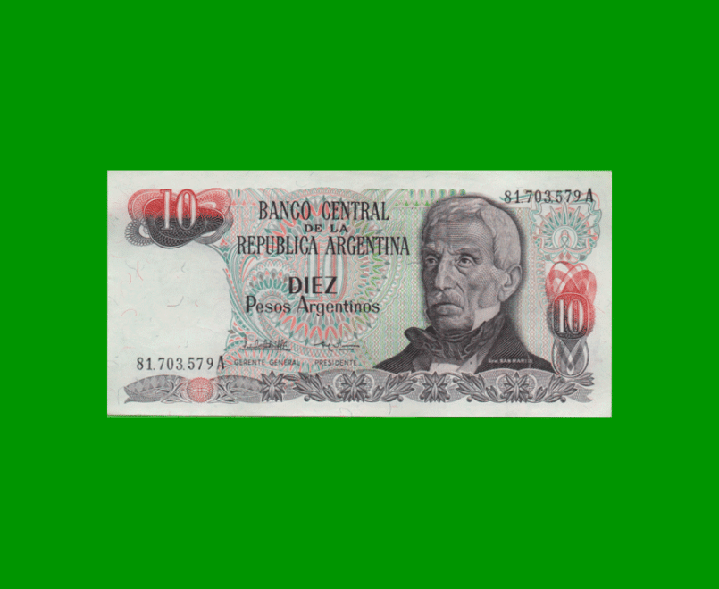 PESOS ARGENTINOS $10,00, BOT 2614, AÑO 1984, ESTADO SIN CIRCULAR.-