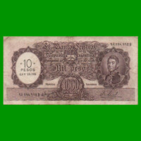 MONEDA NACIONAL $1.000 RESELLADO A $10,00 PESOS LEY 18.188, BOT 2211, AÑO 1969, ESTADO MUY BUENO- .-