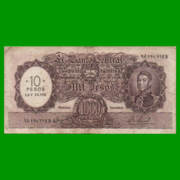 MONEDA NACIONAL $1.000 RESELLADO A $10,00 PESOS LEY 18.188, BOT 2211, AÑO 1969, ESTADO MUY BUENO- .-
