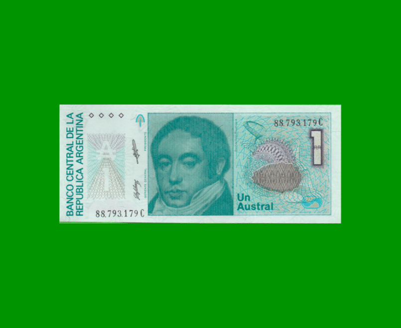 BILLETE DE AUSTRALES, 1 AUSTRAL, BOT 2808, AÑO 1988, ESTADO SIN CIRCULAR.-