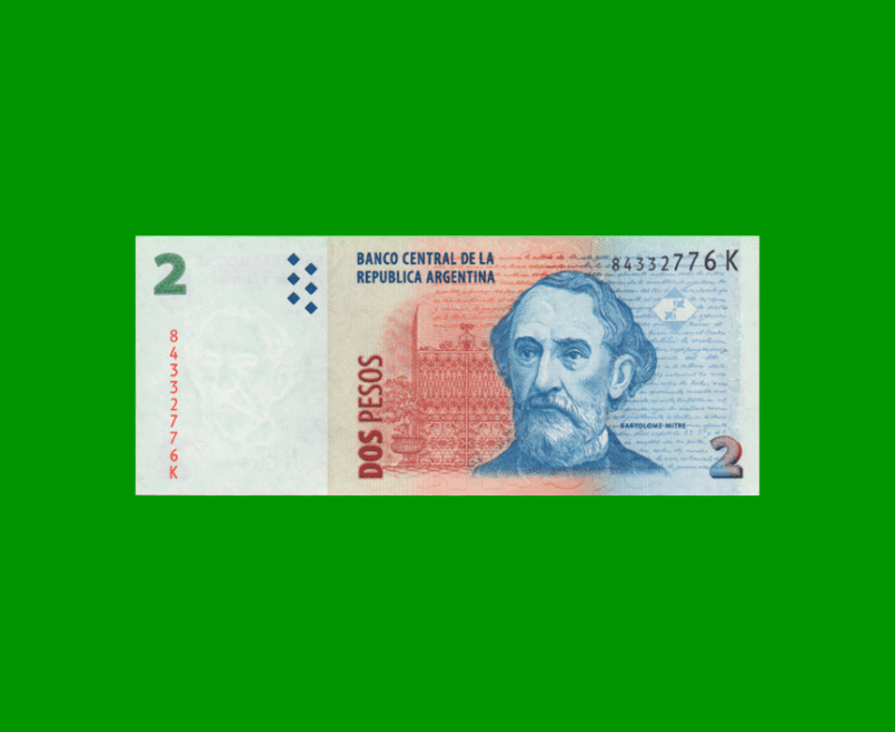 PESOS CONVERTIBLES 2do DISEÑO $2,00, BOT 3240, AÑO 2013, ESTADO EXCELENTE- .-