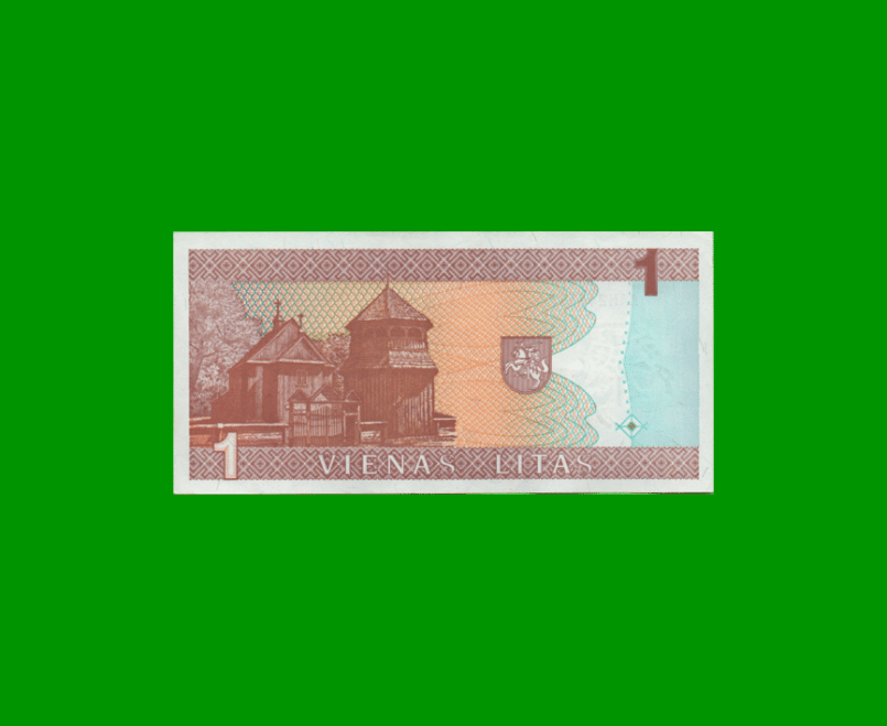 BILLETE DE LITUANIA 1 VIENAS LITAS, BOT 53, AÑO 1994 ESTADO MUY BUENO.- - Imagen 2