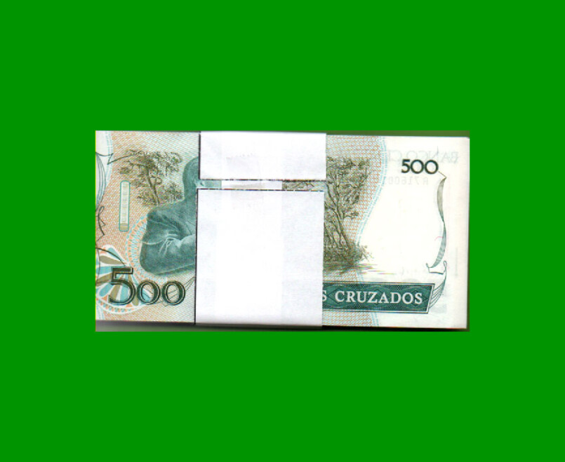 FAJO DE BILLETES DE BRASIL 500 CRUZADOS, PICK 212c, N°CAT 191, AÑO 1987, ESTADO SIN CIRCULAR.- - Imagen 2