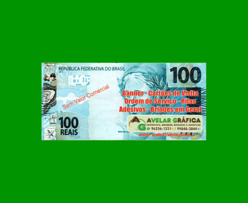 BILLETE DE BRASIL 100 REALES, FANTASIA, USADO.-