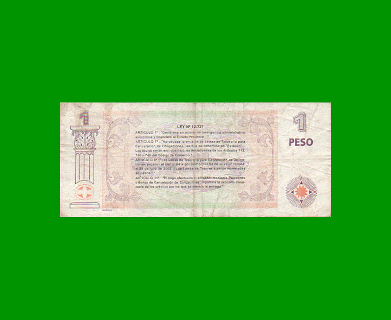 BONO DE BUENOS AIRES $1,00, EC 211, AÑO 2001, ESTADO MUY BUENO. - Imagen 2