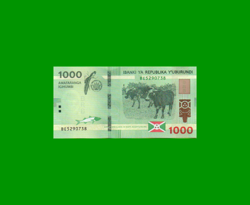 BILLETE DE BURUNDI 1.000 FRANCOS, PICK 51b, AÑO 2021 ESTADO SIN CIRCULAR.- - Imagen 2