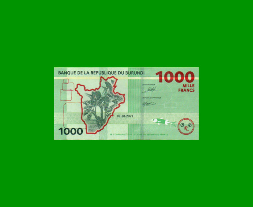 BILLETE DE BURUNDI 1.000 FRANCOS, PICK 51b, AÑO 2021 ESTADO SIN CIRCULAR.-