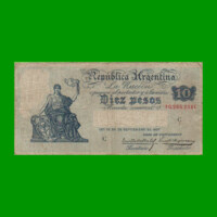 BILLETE CAJA DE CONVERSION $ 10,00, BOT 1634, AÑO 1934, ESTADO BUENO.-