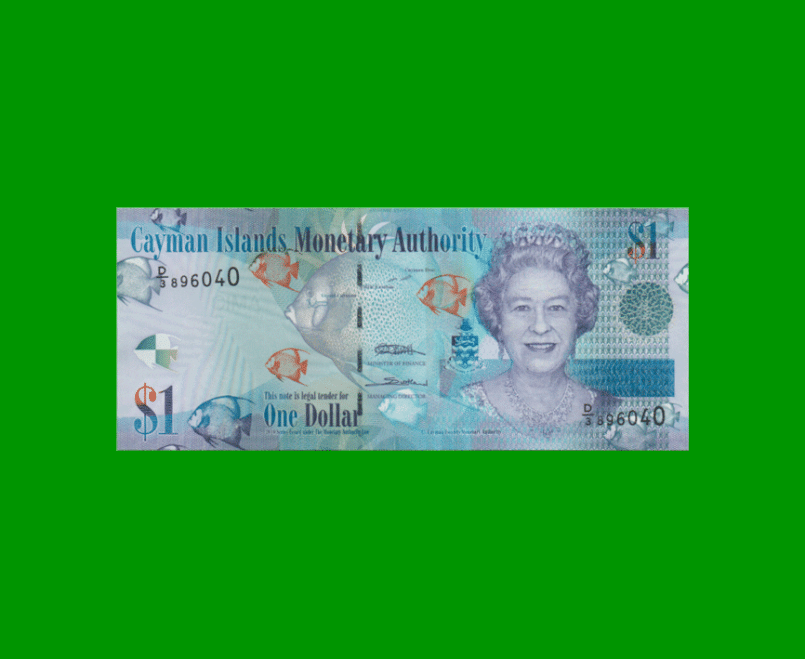 BILLETE DE ISLAS CAYMAN 1 DOLAR, PICK 38c, ESTADO SIN CIRCULAR.-