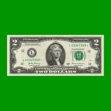 REPOSICION BILLETE DE EEUU 2,00 DOLAR, SELLO VERDE, PICK 545R, ESTADO SIN CIRCULAR.-
