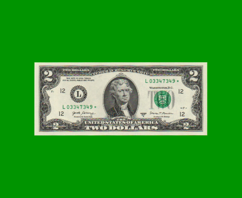 REPOSICION BILLETE DE EEUU 2,00 DOLAR, SELLO VERDE, PICK 545R, ESTADO SIN CIRCULAR.-