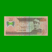 BILLETE DE REPUBLICA DOMINICANA POLYMERO $20,00 ORO PICK 182, AÑO 2009 ESTADO MUY BUENO.-