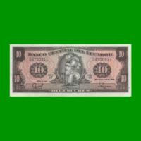 BILLETE DE ECUADOR 10 SUCRES PICK 121, AÑO 1986, ESTADO SIN CIRCULAR.-