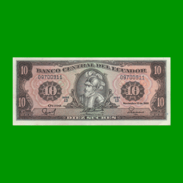 BILLETE DE ECUADOR 10 SUCRES PICK 121, AÑO 1986, ESTADO SIN CIRCULAR.-