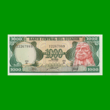 BILLETE DE ECUADOR 1000 SUCRES, PICK 125, AÑO 1988, ESTADO SIN CIRCULAR.-