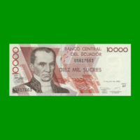 BILLETE DE ECUADOR 10.000 SUCRES PICK 127e, AÑO 1999, ESTADO SIN CIRCULAR.-