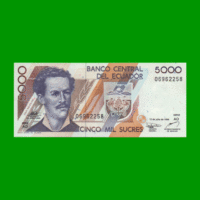 BILLETE DE ECUADOR 5000 SUCRES PICK 128c, AÑO 1999, ESTADO SIN CIRCULAR.-