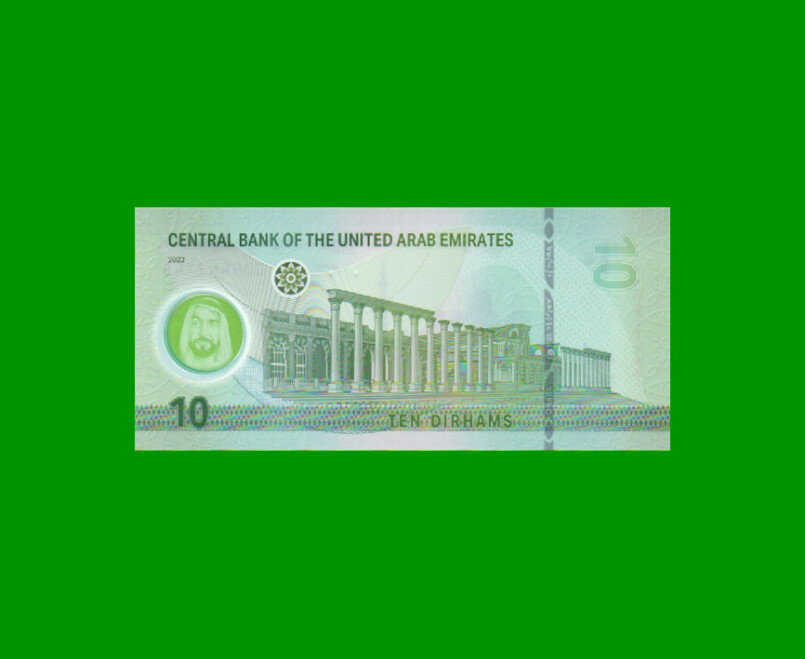 BILLETE DE EMIRATOS ARABES 10 DIRNHAMS, PICK 37, POLYMERO, AÑO 2022, ESTADO SIN CIRCULAR.- - Imagen 2