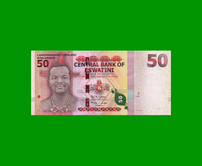 BILLETE DE ESWATINI 50 EMALANGENI, PICK NEW, AÑO 2018 ESTADO SIN CIRCULAR.-