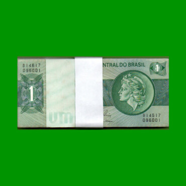 FAJO DE BILLETES DE BRASIL 1 CRUZEIRO, PICK 191Ac, N° CAT 132, AÑO 1980, ESTADO SIN CIRCULAR.-