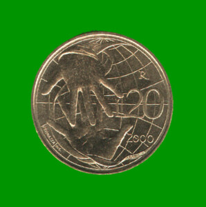 MONEDA DE SAN MARINO 20 LIRAS, AÑO 2000, ESTADO NUEVA.-