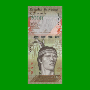 BILLETE DE VENEZUELA 2.000 BOLIVARES, PICK 96, AÑO 2016, ESTADO SIN CIRCULAR.-