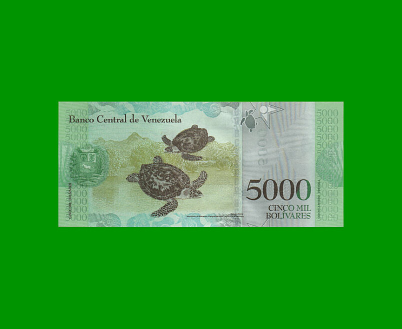 BILLETE DE VENEZUELA 5.000 BOLIVARES, PICK 97, AÑO 2016, ESTADO SIN CIRCULAR.- - Imagen 2