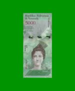 BILLETE DE VENEZUELA 5.000 BOLIVARES, PICK 97, AÑO 2016, ESTADO SIN CIRCULAR.-