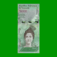 BILLETE DE VENEZUELA 5.000 BOLIVARES, PICK 97, AÑO 2016, ESTADO SIN CIRCULAR.-