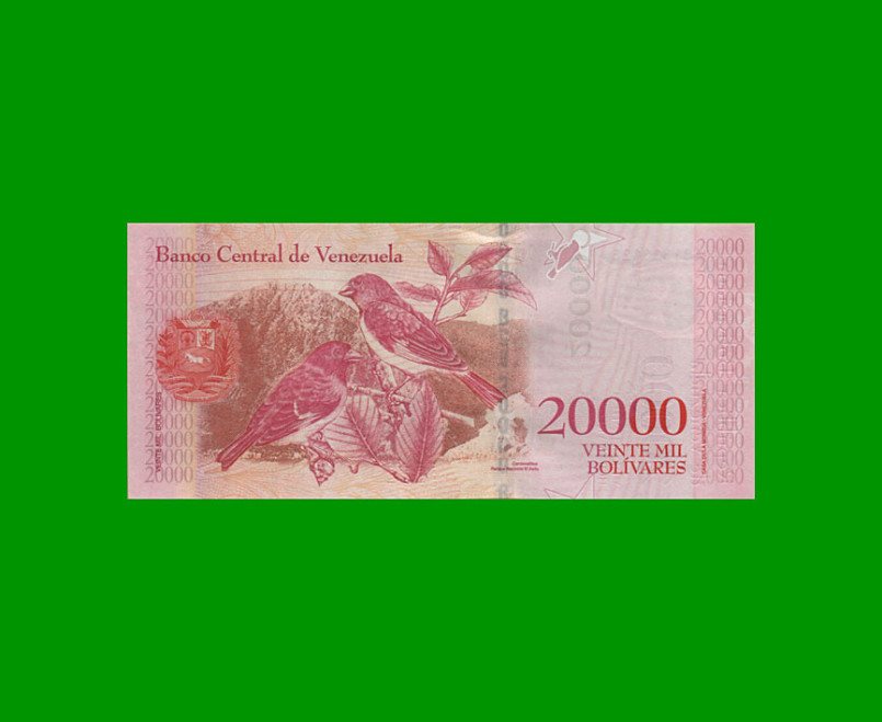 BILLETE DE VENEZUELA 20.000 BOLIVARES, PICK 99, AÑO 2017, ESTADO SIN CIRCULAR.- - Imagen 2