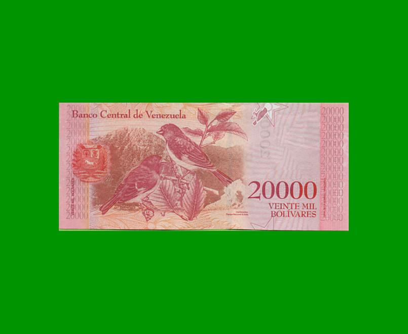 BILLETE DE VENEZUELA 20.000 BOLIVARES, PICK 100, AÑO 2017, ESTADO SIN CIRCULAR.- - Imagen 2