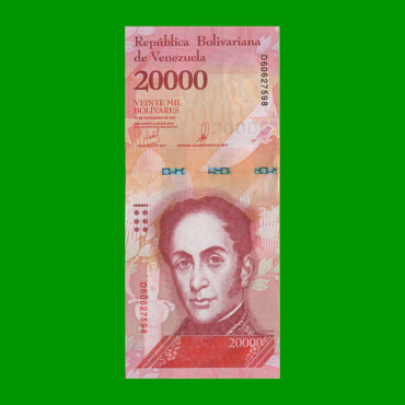 BILLETE DE VENEZUELA 20.000 BOLIVARES, PICK 100, AÑO 2017, ESTADO SIN CIRCULAR.-