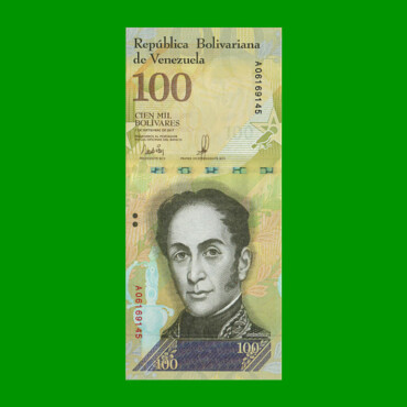 BILLETE DE VENEZUELA 100 BOLIVARES, PICK 100, AÑO 2017, ESTADO SIN CIRCULAR.-