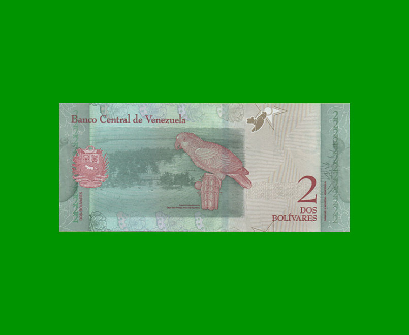 BILLETE DE VENEZUELA 2 BOLIVARES, PICK 101, AÑO 2018, ESTADO SIN CIRCULAR.- - Imagen 2