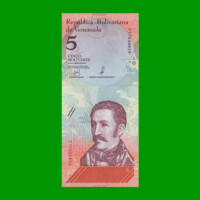 BILLETE DE VENEZUELA 5 BOLIVARES, PICK 102, AÑO 2018, ESTADO SIN CIRCULAR.-