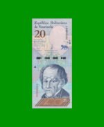 BILLETE DE VENEZUELA 20 BOLIVARES, PICK 104, AÑO 2018, ESTADO SIN CIRCULAR.-
