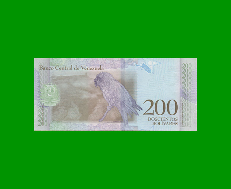 BILLETE DE VENEZUELA 200 BOLIVARES, PICK 107, AÑO 2018, ESTADO SIN CIRCULAR.- - Imagen 2