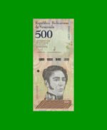 BILLETE DE VENEZUELA 500 BOLIVARES, PICK 108, AÑO 2018, ESTADO SIN CIRCULAR. -